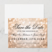 Elegant Bewaar de datum Koper Glitter Lights Aankondigingskaart (Voorkant / Achterkant)