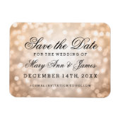 Elegant Bewaar de datum Koper Glitter Lights Magneet (Horizontaal)