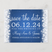Elegant Bewaar de datum Magic Sparkle Blue Aankondigingskaart (Voorkant)