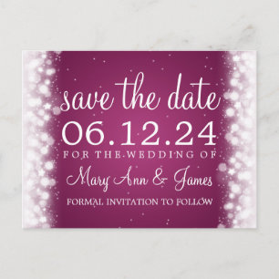 Elegant Bewaar de datum Magic Sparkle Pink Aankondigingskaart