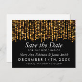 Elegant Bewaar de datum Modern Gold Lights Aankondigingskaart (Voorkant / Achterkant)