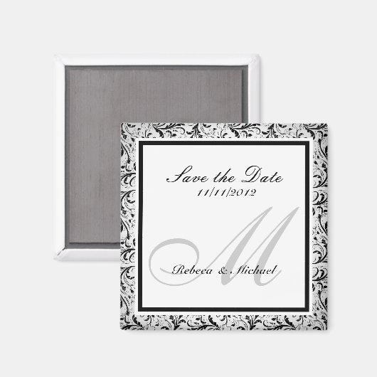 Elegant Bewaar de datum Monogram Magneten (Voorkant / Achterkant)