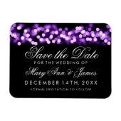 Elegant Bewaar de datum Paarse Hollywood Glam Magneet (Horizontaal)