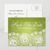 Elegant Bewaar de datum Paisley Lace Lime Green Aankondigingskaart (Voorkant / Achterkant)