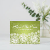 Elegant Bewaar de datum Paisley Lace Lime Green Aankondigingskaart (Staand voorkant)