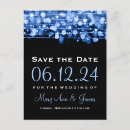 Elegant Bewaar de datum Party Sparkles Blue Aankondigingskaart