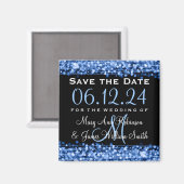 Elegant Bewaar de datum Party Sparkles Blue Magneet (Voorkant / Achterkant)