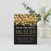 Elegant Bewaar de datum Party Sparkles Gold Aankondigingskaart (Staand voorkant)