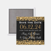 Elegant Bewaar de datum Party Sparkles Gold Magneet (Voorkant / Achterkant)