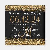 Elegant Bewaar de datum Party Sparkles Gold Magneet (Voorkant)