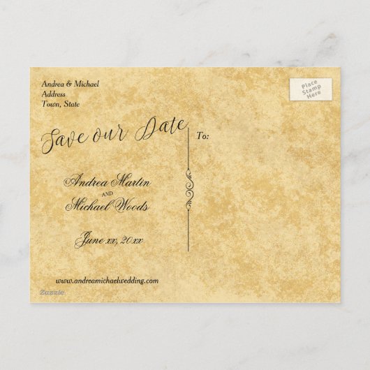 Elegant, Bewaar de datum, Pauw, Aankondigingskaart (Achterkant)