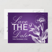 Elegant Bewaar de datum Poppy Paarse Aankondigingskaart (Voorkant / Achterkant)