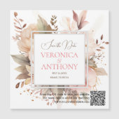 Elegant Bewaar de datum QR Code Wildflower Bruilof Magnetische Uitnodiging (Voorkant)