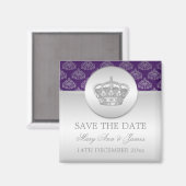 Elegant Bewaar de datum Royal Crown Paarse Magneet (Voorkant / Achterkant)