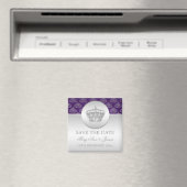 Elegant Bewaar de datum Royal Crown Paarse Magneet (Insitu (Vaatwasser))