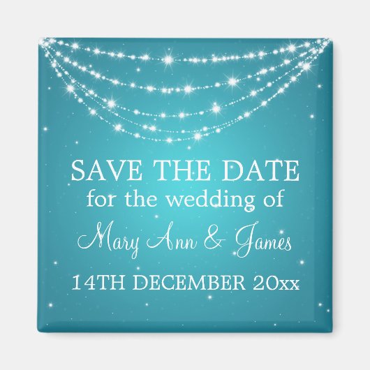 Elegant Bewaar de datum Sparkling Chain Blauw Magneet (Voorkant)