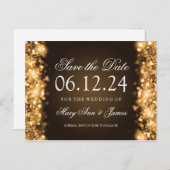 Elegant Bewaar de datum Sparkling Lights Goud Aankondigingskaart (Voorkant / Achterkant)