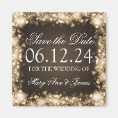 Elegant Bewaar de datum Sparkling Lights Goud Magneet (Voorkant)