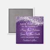 Elegant Bewaar de datum Sparkling Wave Paarse Magneet (Voorkant / Achterkant)