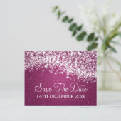 Elegant Bewaar de datum Sparkling Wave Plum Aankondigingskaart (Staand voorkant)