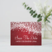 Elegant Bewaar de datum Sparkling Wave Rood Aankondigingskaart (Staand voorkant)