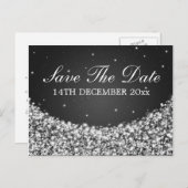Elegant Bewaar de datum Star Sparkle Black Aankondigingskaart (Voorkant / Achterkant)
