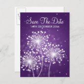 Elegant Bewaar de datum Summer Sparkle Paarse Aankondigingskaart (Voorkant / Achterkant)