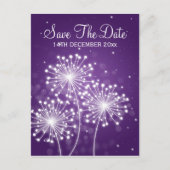 Elegant Bewaar de datum Summer Sparkle Paarse Aankondigingskaart (Voorkant)