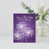 Elegant Bewaar de datum Summer Sparkle Paarse Aankondigingskaart (Staand voorkant)