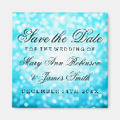 Elegant Bewaar de datum Turquoise Glitter Lights Magneet (Voorkant)