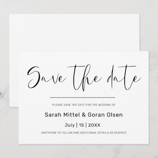 Elegant Bewaar de datum Uitnodiging (Voorkant / Achterkant)