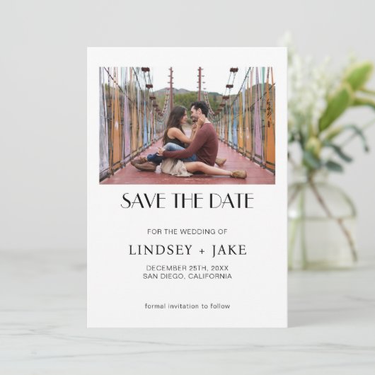 Elegant Bewaar de datum Verloving bruiloft Kaart (Staand voorkant)