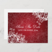 Elegant Bewaar de datum  wervelingen rood Aankondigingskaart (Voorkant / Achterkant)