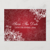 Elegant Bewaar de datum  wervelingen rood Aankondigingskaart (Voorkant)