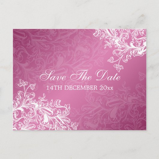 Elegant Bewaar de datum wervelingen roze Aankondigingskaart (Voorkant)