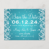 Elegant Bewaar de datum Winter Sparkle Turquoise Aankondigingskaart (Voorkant)
