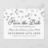 Elegant Bewaar de datum Zilveren Folie Glitter Lig Aankondigingskaart (Voorkant)