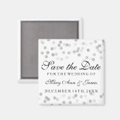 Elegant Bewaar de datum Zilveren Folie Glitter Lig Magneet (Voorkant / Achterkant)