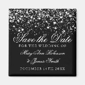 Elegant Bewaar de datum Zilveren Midnight Glam Magneet (Voorkant)