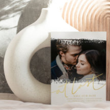 Elegant Bewaar onze datum Echte Folie & Foto