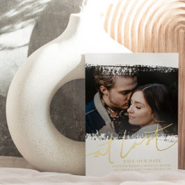 Elegant Bewaar onze datum Echte Folie & Foto Uitnodiging