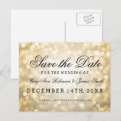 Elegant bewaart de datum goudglitterlichten aankondigingskaart (Voorkant / Achterkant)