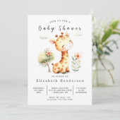 Elegant bewerkbaar Giraffe Baby shower Kaart (Staand voorkant)