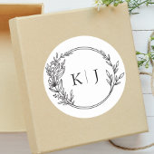 Elegant Bewerkbaar Monogram Huwelijk Ronde Sticker