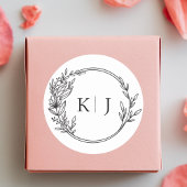 Elegant Bewerkbaar Monogram Huwelijk Ronde Sticker