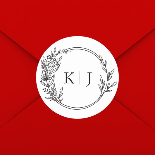 Elegant Bewerkbaar Monogram Huwelijk Ronde Sticker