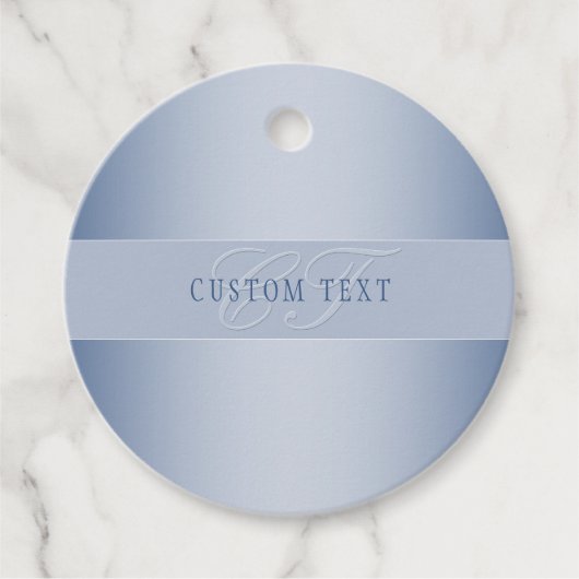 Elegant bewerkbaar monogram schrift | Blauw Bedankjes Labels (Voorkant)