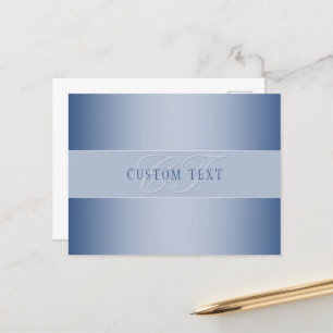Elegant bewerkbaar monogram schrift   Blauw Briefkaart