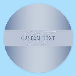 Elegant bewerkbaar monogram Schrift | Blauw Ronde Sticker