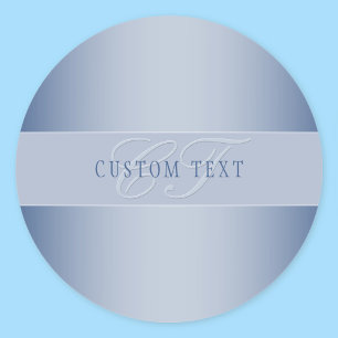 Elegant bewerkbaar monogram schrift   Blauw Ronde Sticker